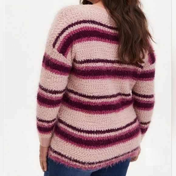 Torrid Popcorn Pullover Textured Drop Shoulder Stripe Sweater Plus Size 2 - Picture 2 of 7